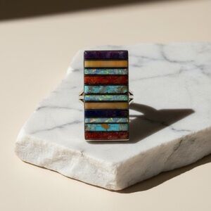 Shirley Martinez Navajo Inlay Statement  Ring